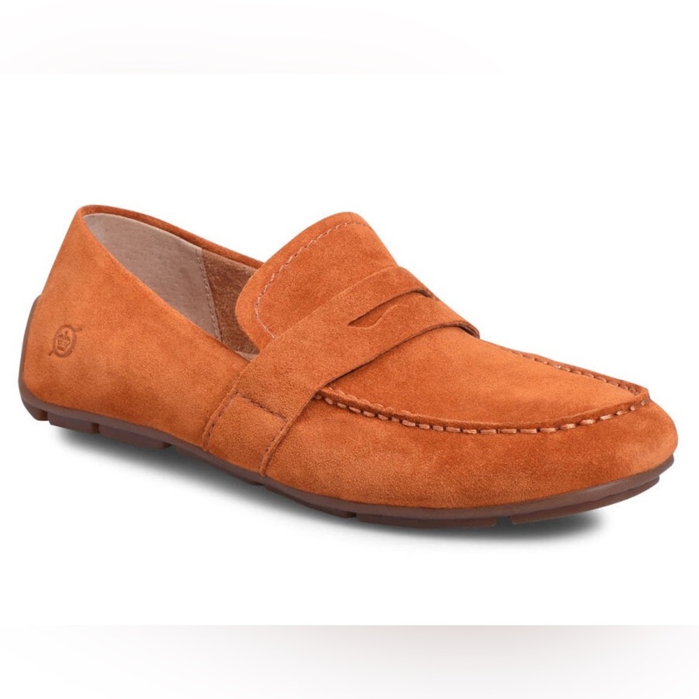 Born Orange Suede Penny Loafers Moccasins